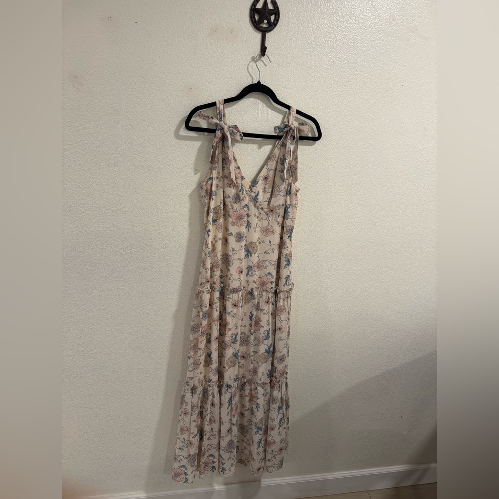 Skies Are Blue Floral Maxi Dress - Cream and Blue